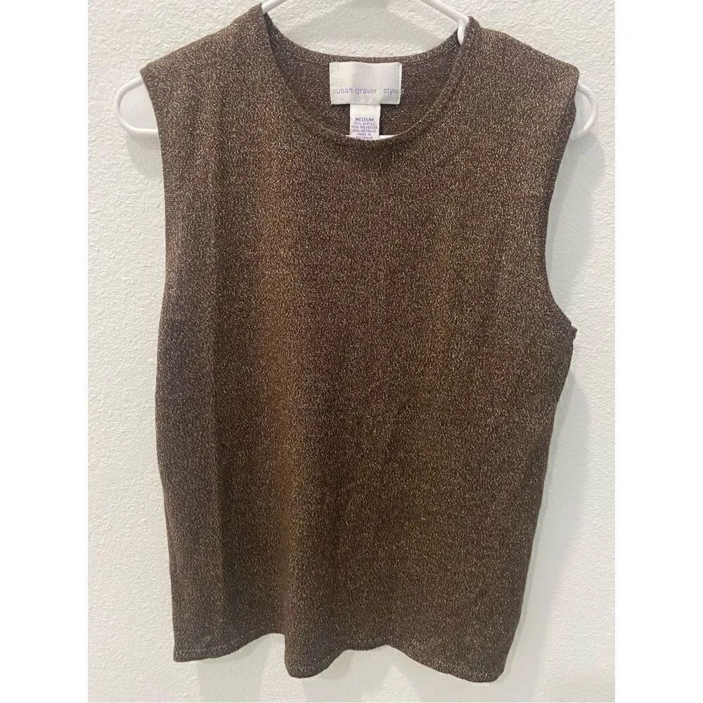 Susan Graver Brown Metalic Tank Size Medium